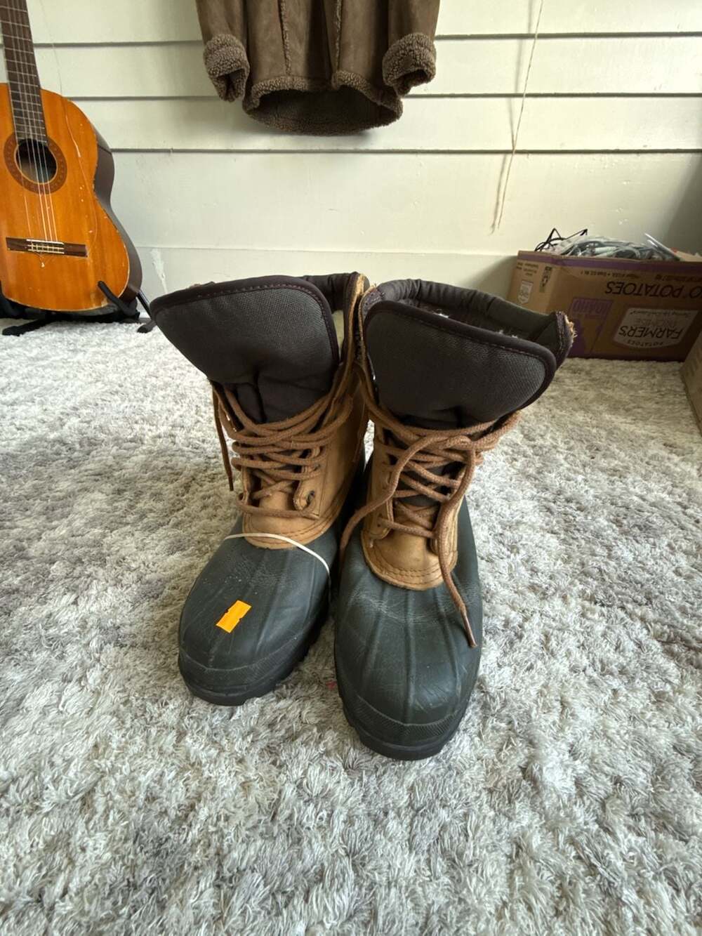 Eddie Bauer Duck Boots Size 9 M Tan Leather Snow